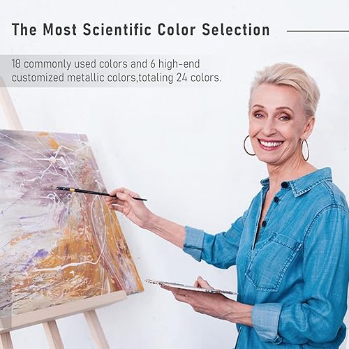 Miniatura 6 de REALART Juego de pintura acrílica brillante, 36 colores (2 onzasbotella) con 10 lienzos y 12 pinceles, pintura acrílica a granel, pinturas acrílicas