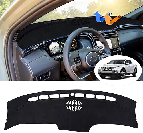 Autorder Funda de tablero de instrumentos para Hyundai Santa Cruz 2022 2023 accesorios para tablero de franela antideslizante protector de rayos UV