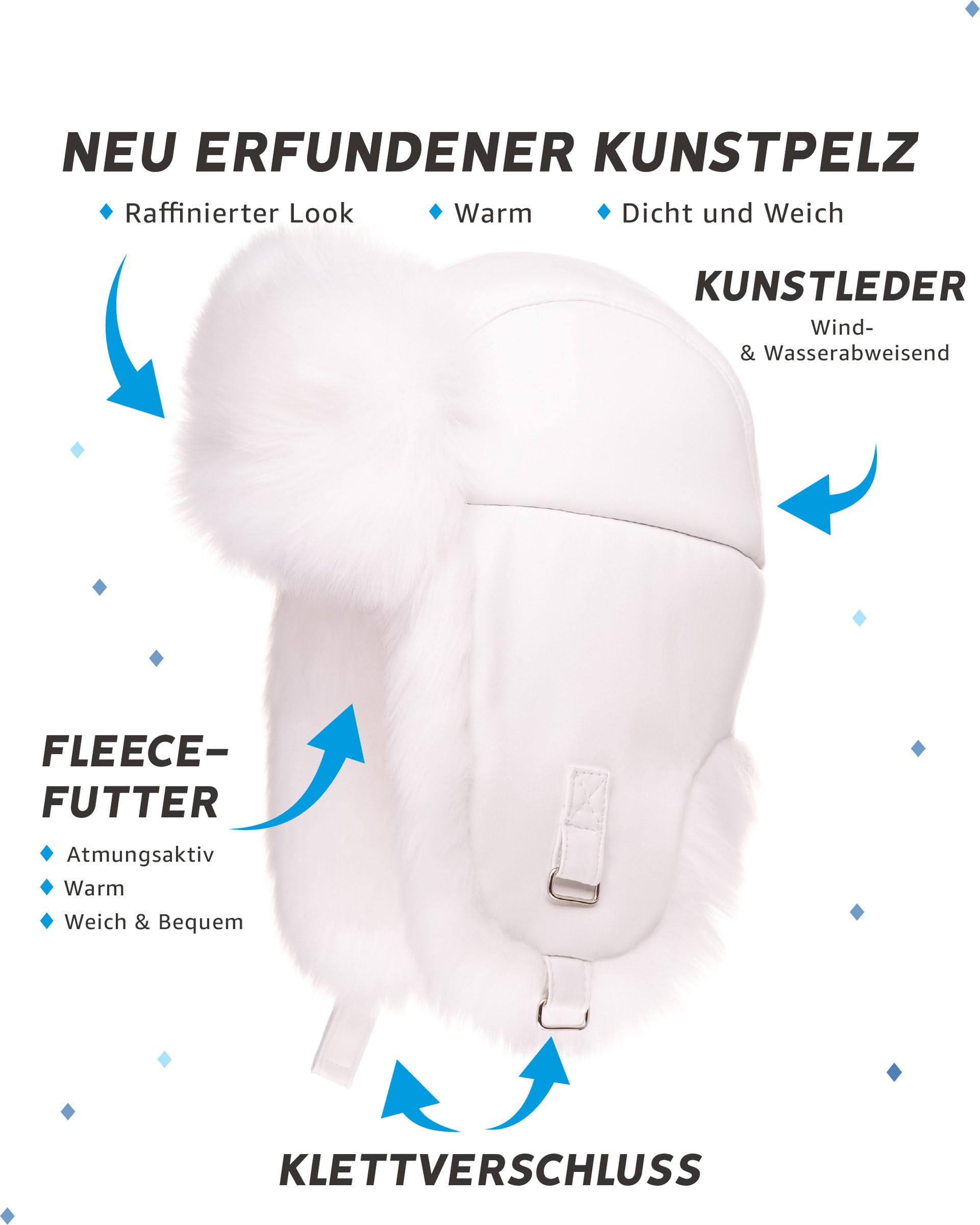 Futrzane Trapperhut aus Leder - Fliegermütze Damen - Russische Mütze Uschanka