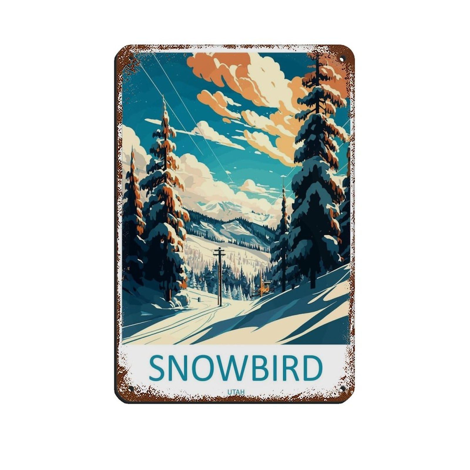 Snowbird Travel Art Ski Art Lover Gift (3) Tin Sign Vintage Metal Pub Club Cafe Bar Home Wall Art Decoration Poster Retro 8x12inch(20x30cm)