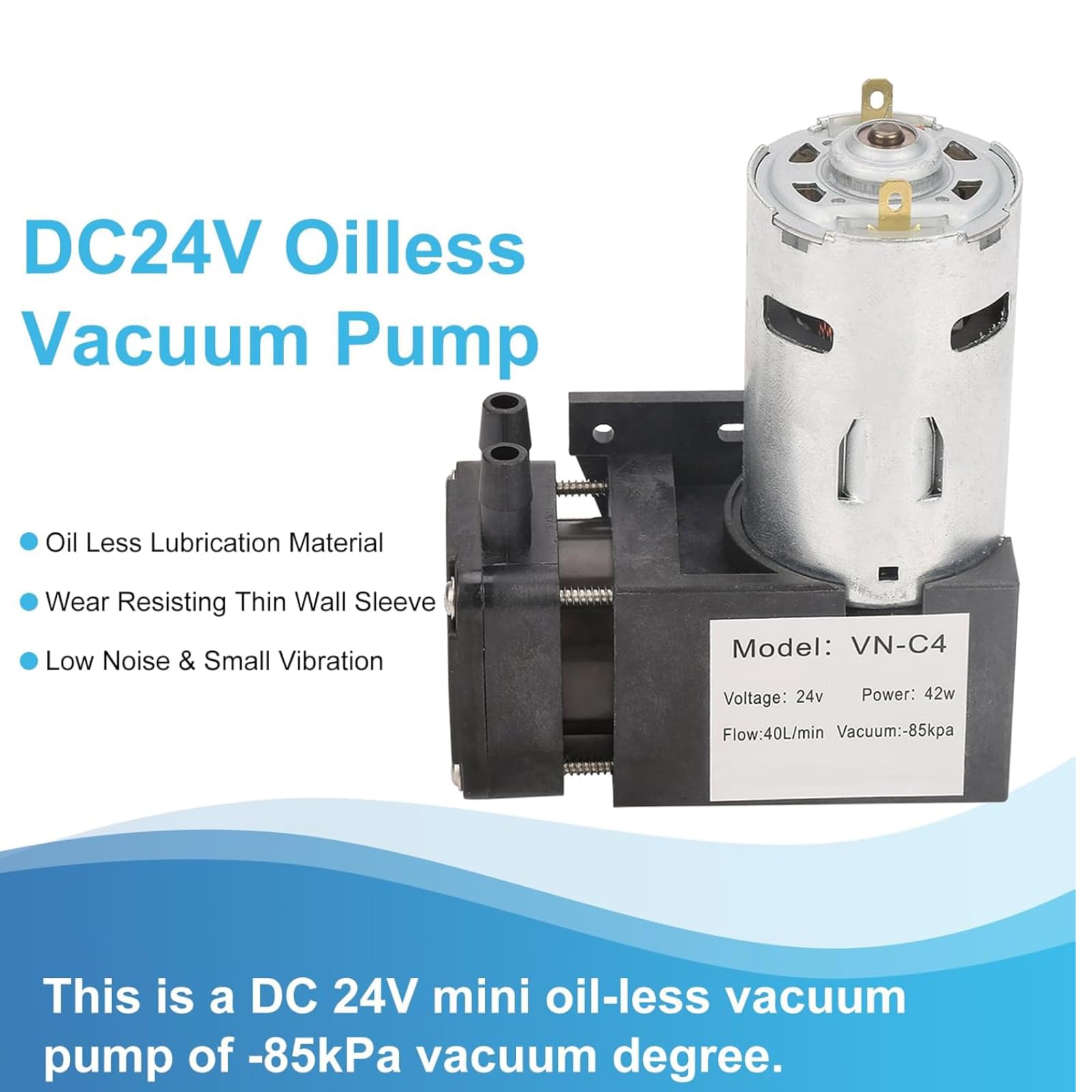 Mini Pompe à Vide 42W Sans Huile – 24V DC – Vide De -85 KPa – Pour Machine Sous Vide, Laboratoire, Générateur D'Oxygène - 12