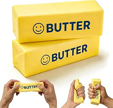 2 PCS Slow Rising Butter Squishy Toys, Soft Squeeze Stress Relief for Office and Home, Sensory Fidget for Anxiety Relief and Focus, Butter Color