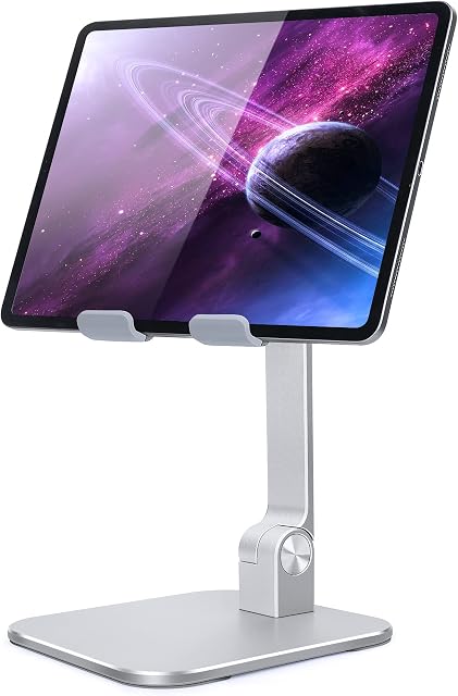 Luxtude Heavy Duty Aluminum iPad Stand for Desk, Height & Angle Adjustable iPad Pro Stand, Desktop Tablet Stand Holder Compatible with iPad Pro 12.9, Air Mini, iPhone, Samsung, More 4 -13.5 in Devices