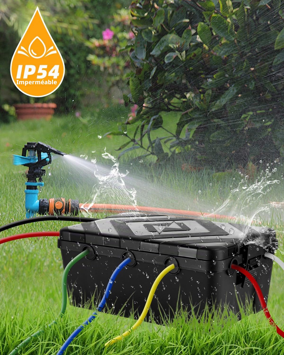 Boîte à Câbles Étanche IP55 Grande Taille, Boite Etanche Electrique Exterieur, Boitier de Protection Électrique Extérieur pour Rallonge, Multiprise, Prise Jardin, Minuterie 32 x 21 x 13 cm, Noir