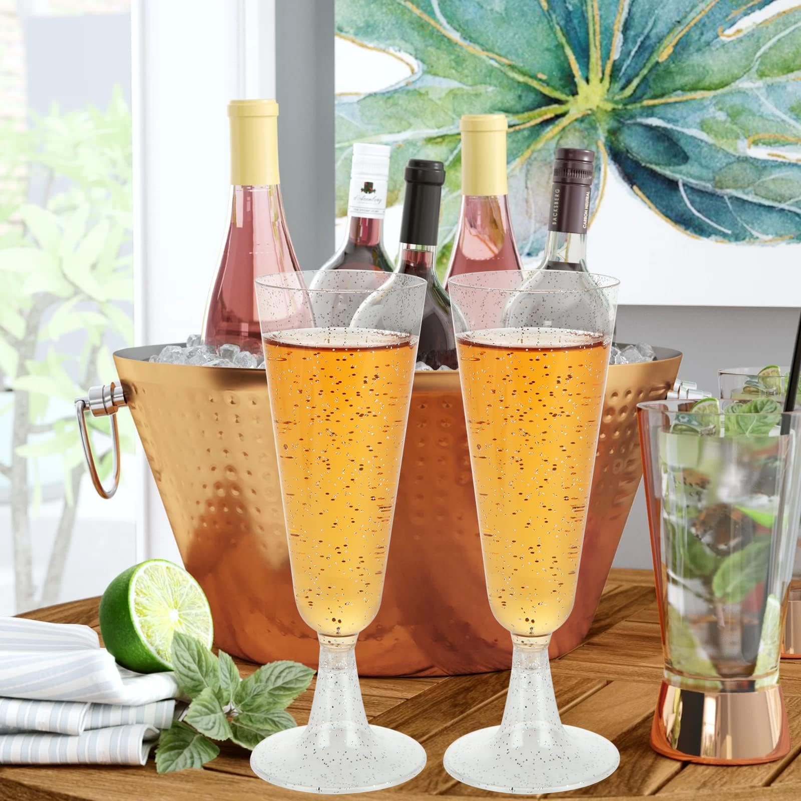 100 Flûtes à Champagne En Plastique 160 Ml  6 Oz  - Verres à Vin En Plastique Reutilisables Flutes A Prosecco En Plastique Pour Fetes De Noel Et Mariages