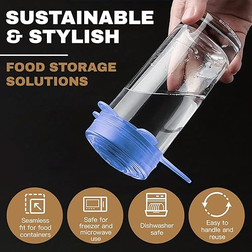 Miniatura 3 de Tapas elásticas de silicona reutilizables, 18 fundas elásticas redondas y cuadradas, herméticas y a prueba de fugas, aptas para microondas y