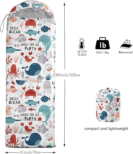 Miniatura 4 de XYNHML Saco de dormir de camping para adultos, niños y niñas, clima cálido y fresco, impermeable, para interiores y exteriores, mochila Kawaii con