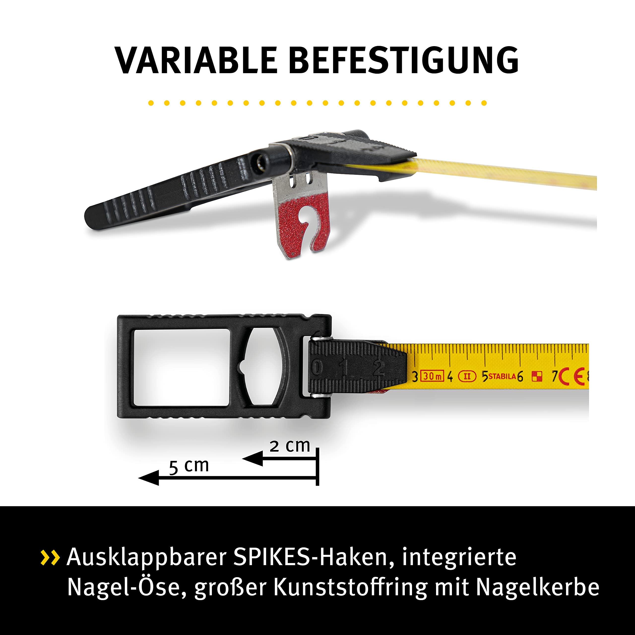 STABILA Capsule Tape Measure LBM 2000 Fibreglass, 20 m, Fibreglass Measuring Tape with Metric Scale and Kink Protection - Image 4
