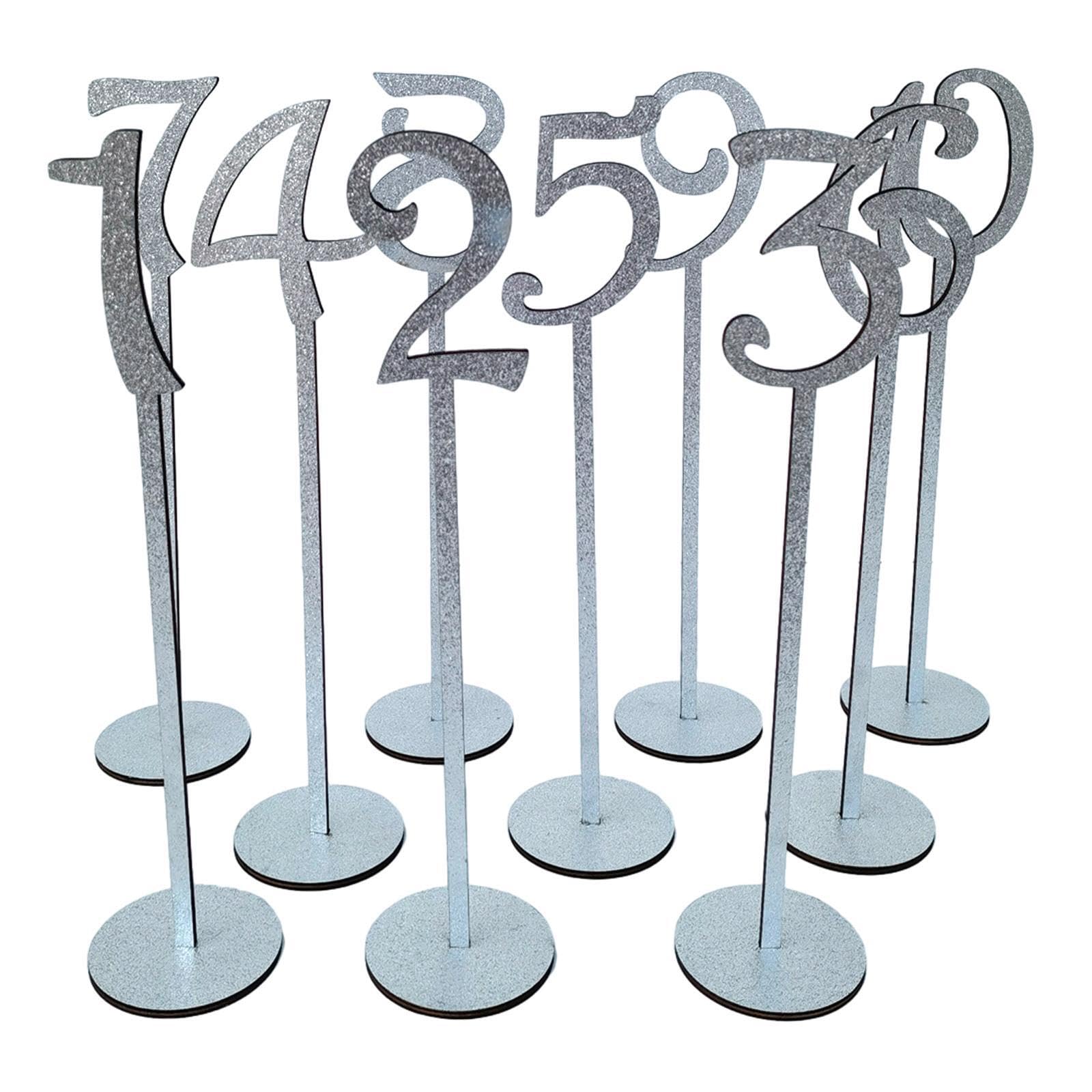 ALCXAZS Wooden Table Numbers For Events Guest Direction Signs Offering Elegant Solutions At Weddings Wedding Decoration Wooden Table Number Cards Holders Wood, 10 pcs Silver, 8.7x35cm