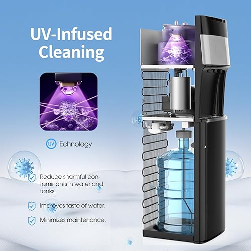 Miniatura 4 de Dispensador de enfriador de agua de carga inferior autolimpiante para botellas de 3 a 5 galones, frío caliente y habitación, bloqueo de seguridad