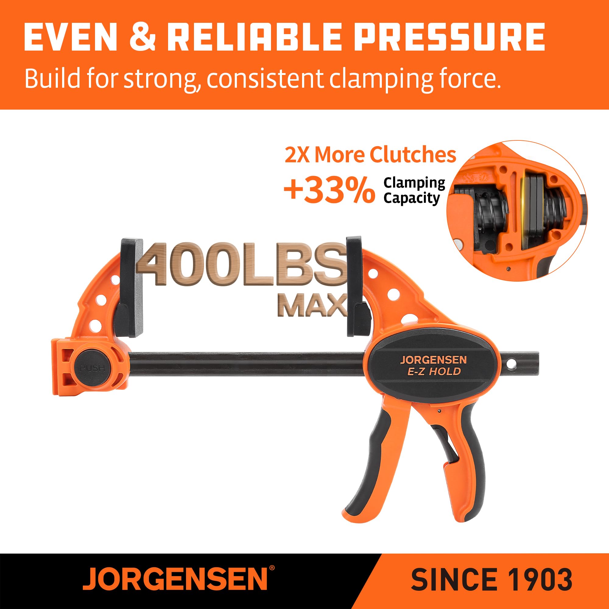 Jorgensen Bar Clamps - 400 lb Hold, 2-Pack -4