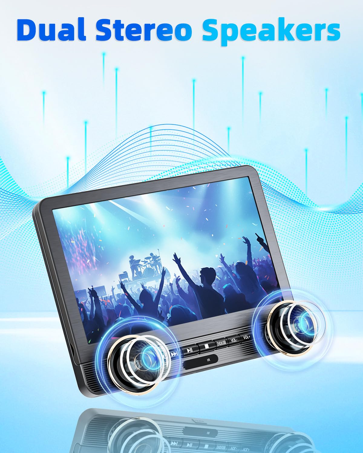 Arafuna 12" lettore DVD Auto con 2 schermi, poggiatesta per auto con batteria di 5 ore, supporto scheda USB/TF, sincronizzazione dello schermo e ultima memoria