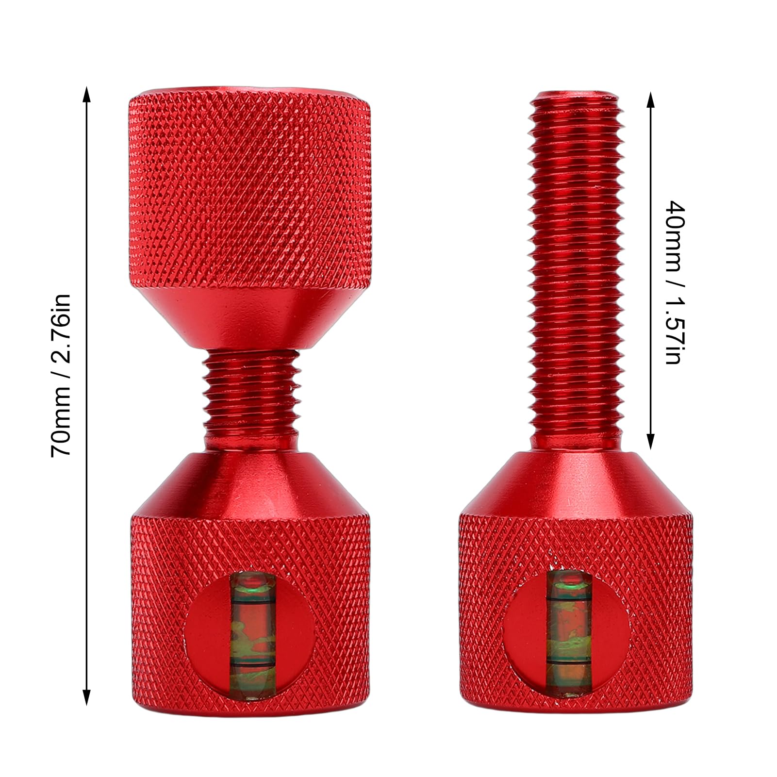 Naroote 2 Pièces Broches à Deux Trous 1-1/8 Pouces en Alliage D'aluminium Goupille D'alignement de Bride à 2 Trous avec Niveau intégré Finition Rouge Oxyde anodisé Fabrication Précise
