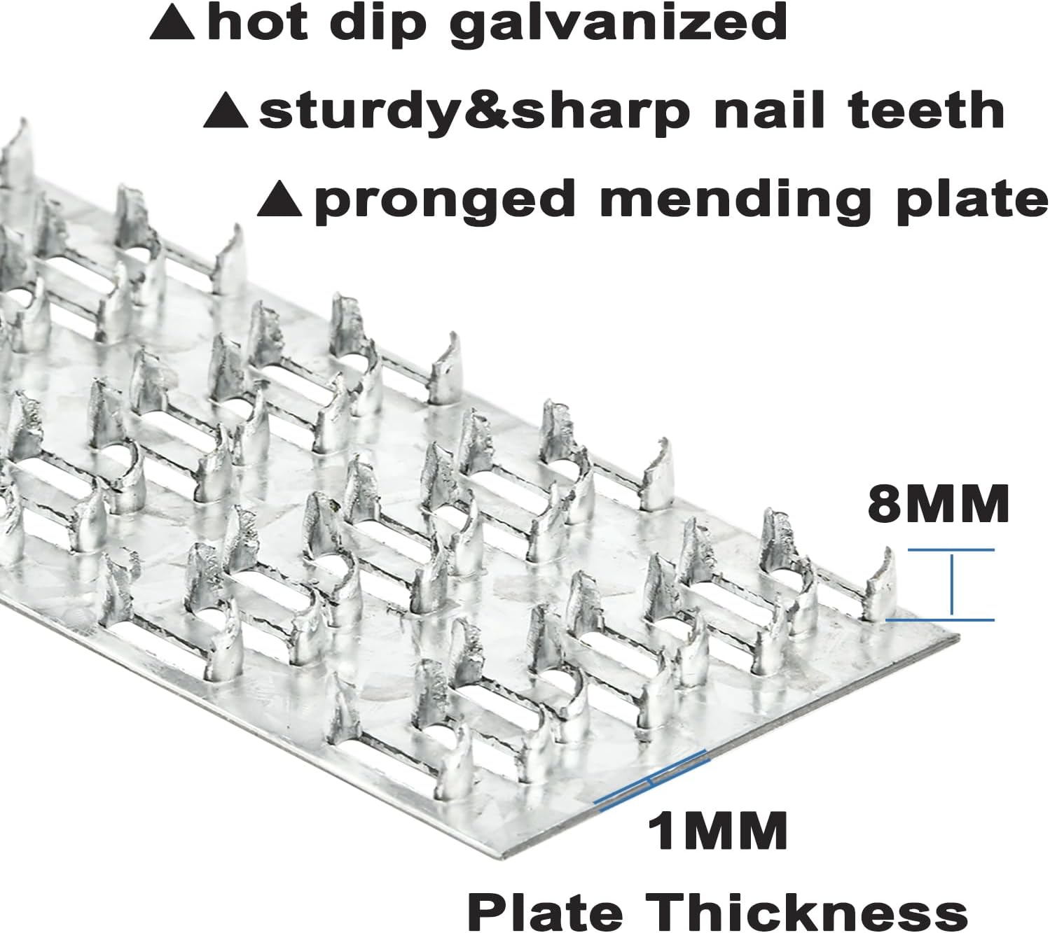 Truss Mending Plate 2x4,100 Pcs Pronged Truss Plates with Staggered Nail Teeth, Truss Brackets for Roofing Wood Connector, 20 Ga Thickness