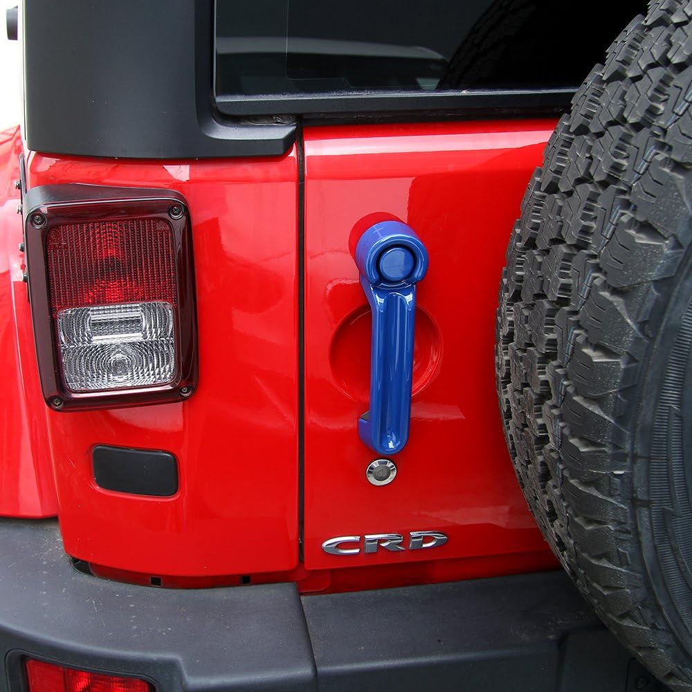 JeCar Door Grab Handle Inserts & Tailgate Handle Cover Kit for Jeep Wrangler JK JKU Unlimited Rubicon Sahara Accessories Parts 2007-2018 (Blue)