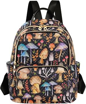 Mini Backpack Purse Watercolor Mushrooms Lightweight Shoulder Bag,S | Fashion Casual Travel Daypacks for Girls Ladies Women
