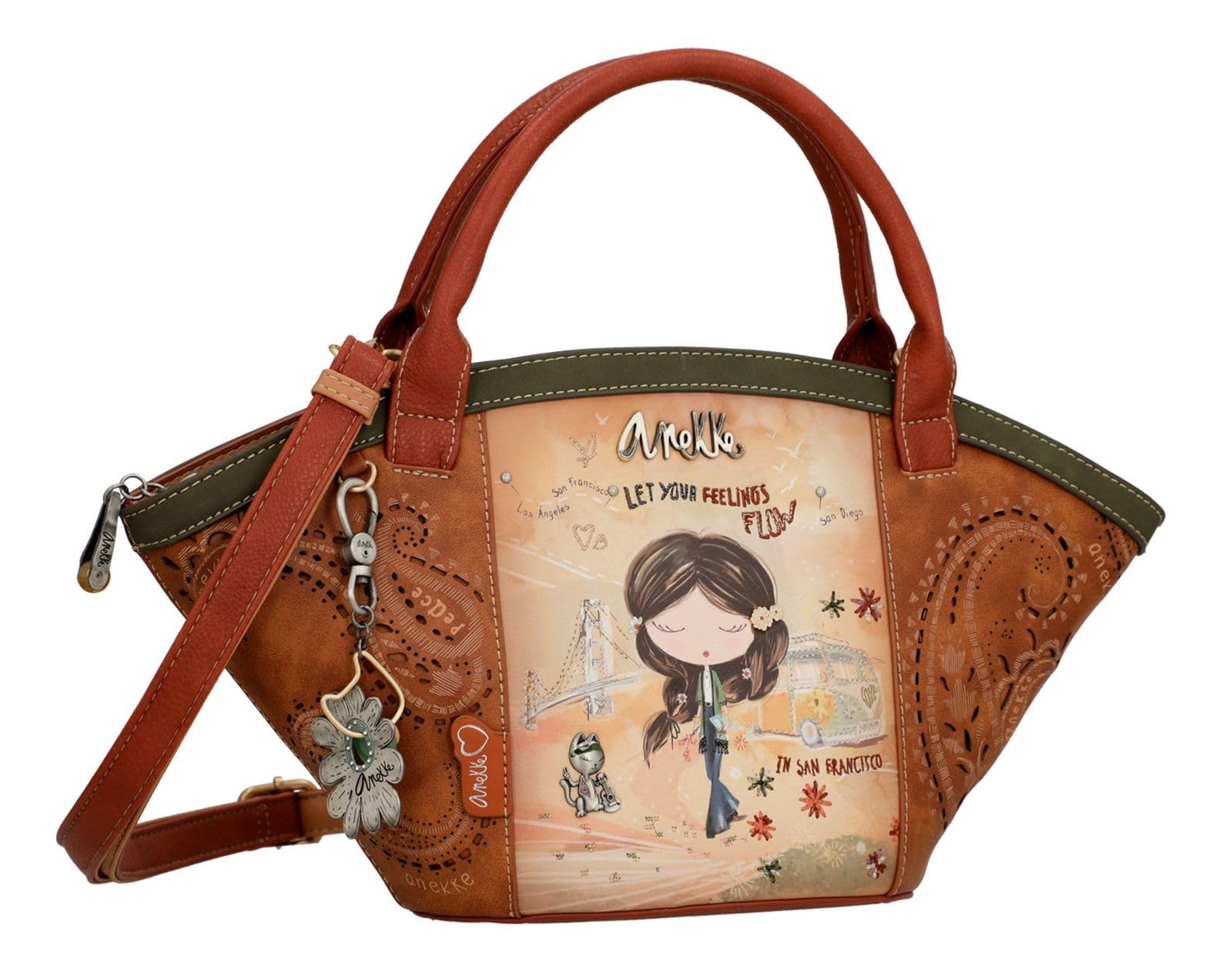 Anekke - Shopper Damen - Tasche aus Polyester mit 2 Griffen und Schulterriemen - Reißverschluss - Zubehör und Accessoires für Damen - Maße 41 x 19 x 13 cm