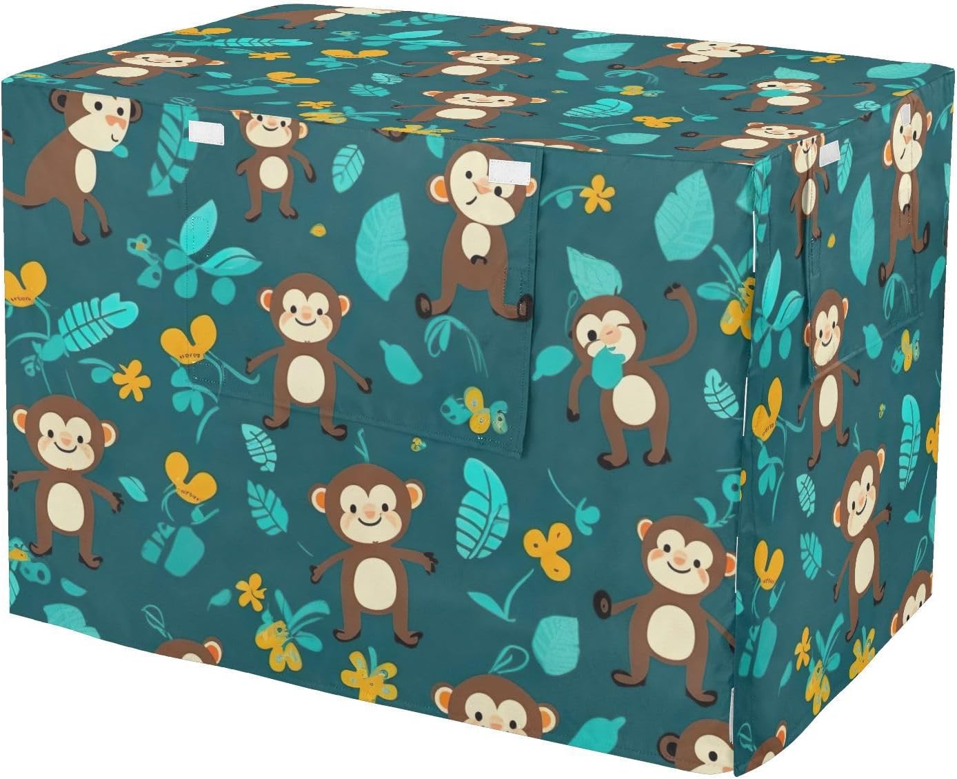 Cute Monkey Pet Kennel Cover with Mesh Windows, Water-Resistant Water-Resistant Dog Crate Cover, Large