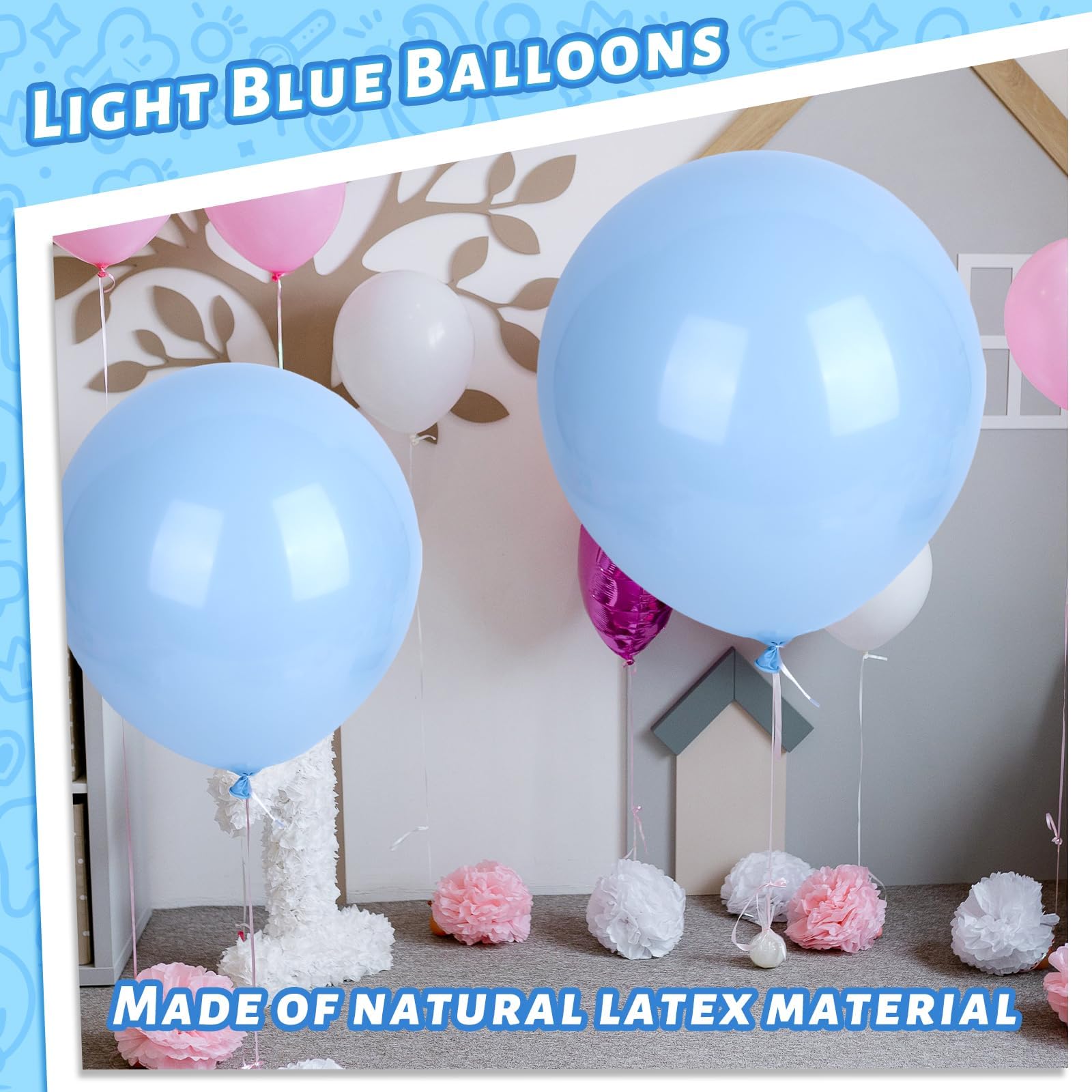 18 Pouces Ballon Bleu, 10 Pièces Ballons Gonflables Fille