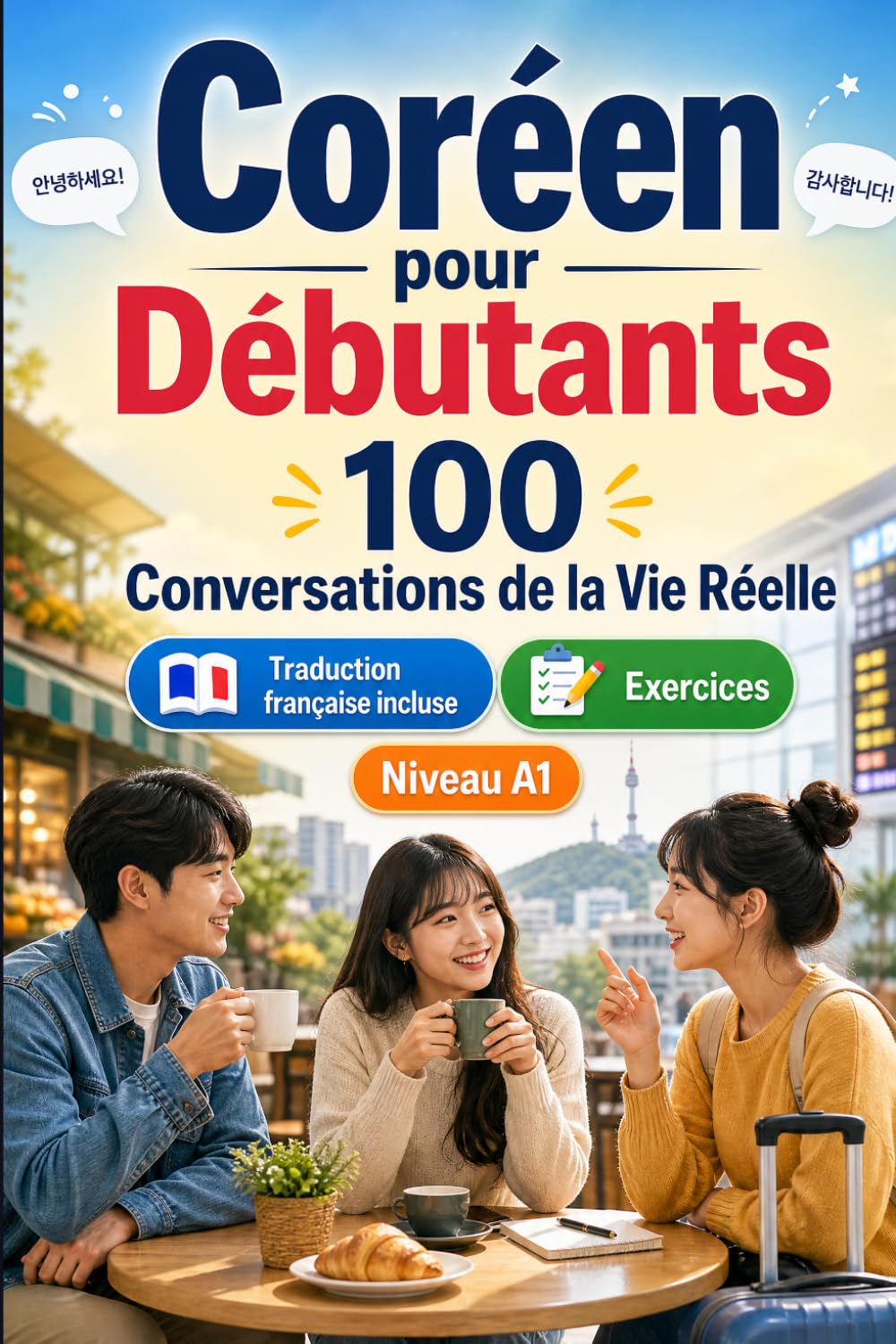 Coréen pour Débutants A1 : 100 Conversations de la Vie Réelle: Apprenez le coréen avec 100 dialogues bilingues, salutations, voyage, courses, travail, ... et exercices pour étudiants et adultes