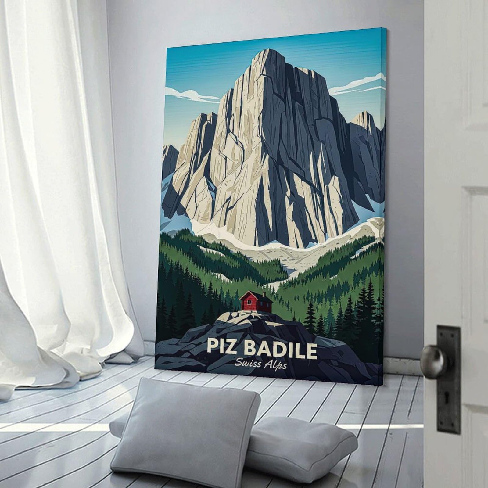 Junmoney Piz Badile Swiss Alps Vintage Decorative Canvas Print, 24x36inch(60x90cm), for Home, Office, Studio Or Guest Room, Canvas Wall Art That Fits Changing Layouts