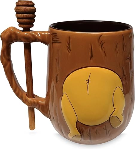Miniatura 3 de Disney Parks Exclusive – Taza de café de cerámica – Winnie the Pooh esculpido con agitador en barra de miel, 25 onzas