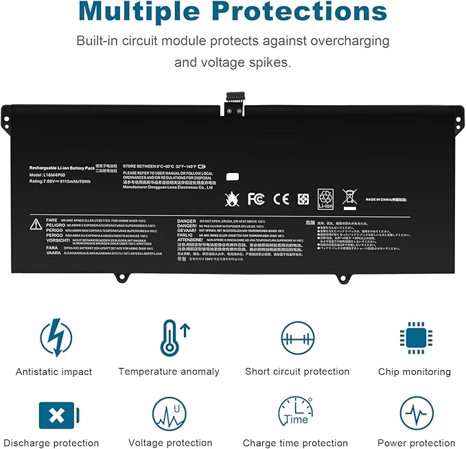 Batería para Laptop Lenovo Yoga 920 70Wh 7.68V L16M4P60 miniatura 5