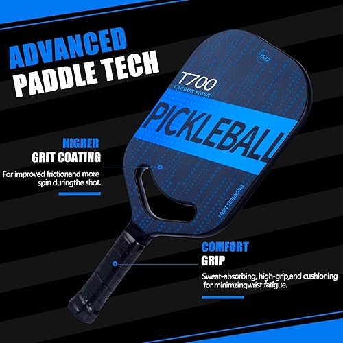 Miniatura 3 de 6.0 Pickleball Paddles, Edgeless Pickleball Paddle, T700 Carbon Fiber Pickleball Paddle,16MM Polypropylene Honeycomb Core, Air Open Throat, Enhanced