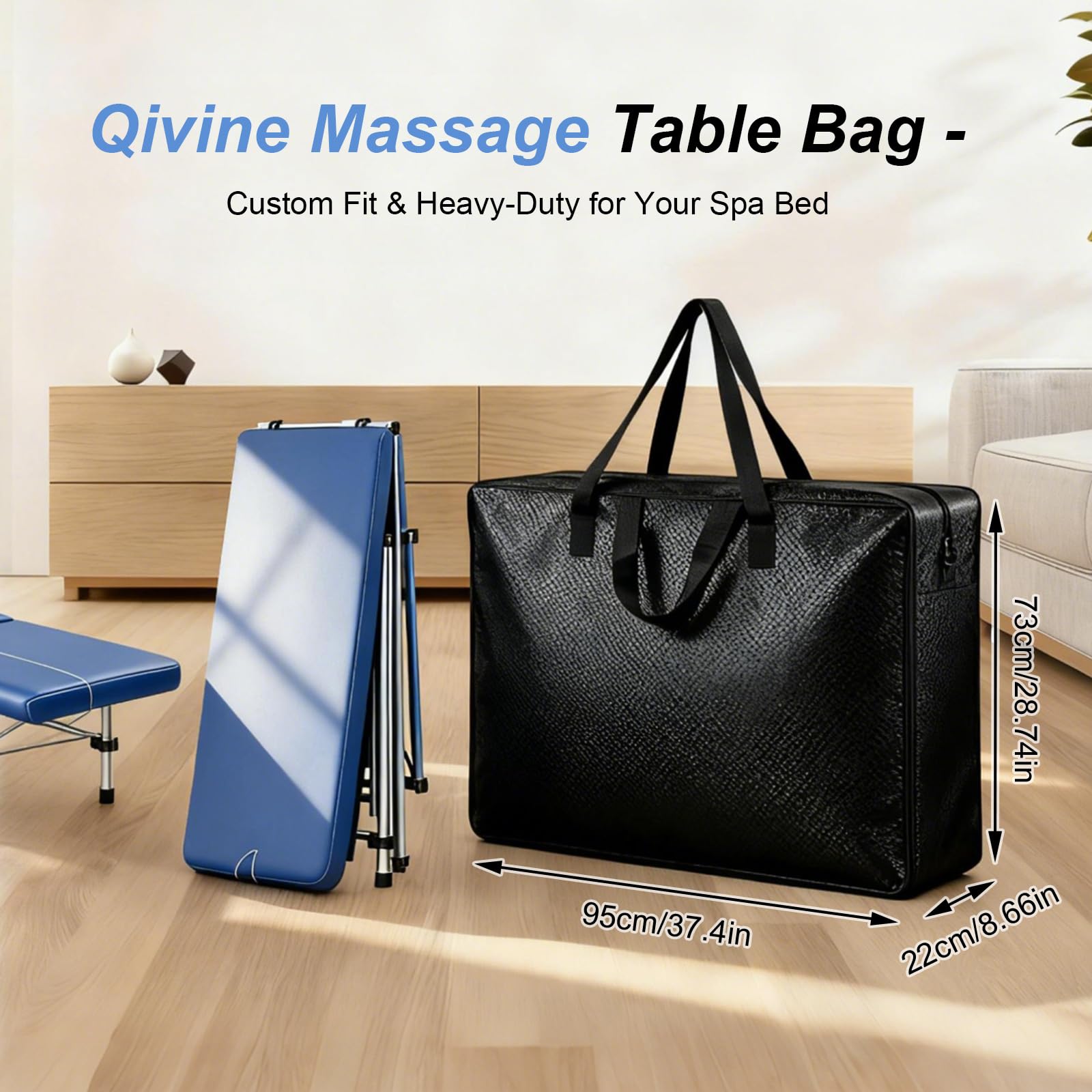 Qivine Borsa per lettini da massaggio, lettino da massaggio portatile, leggero, custodia universale per il trasporto, lettino da massaggio nero, borsa portatile per tavolo pieghevole