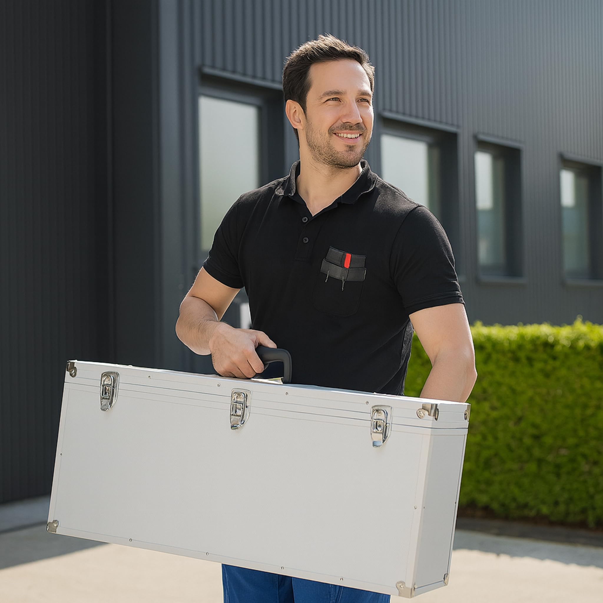 ECI Maleta (LBH) 80 x 25 x 35 cm plata tapa extraíble maletín de música caja de instrumentos de medición de pesca maletín de transporte