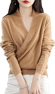 Sponsored Ad - XAWZL Women's V-Neck Sweater 100% Merino Wool 2025 Winter Warm Soft Long Sleeve Seamless Knit Pullover Cash...