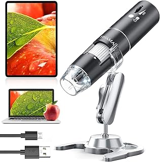 Wireless Digital Microscope, YINAMA 50x to 1000x WiFi Handheld Microscope Camera, Magnification Microscopes Camera with 8 LED, Compatible with Android, iOS Smartphone, iPhone, and Windows