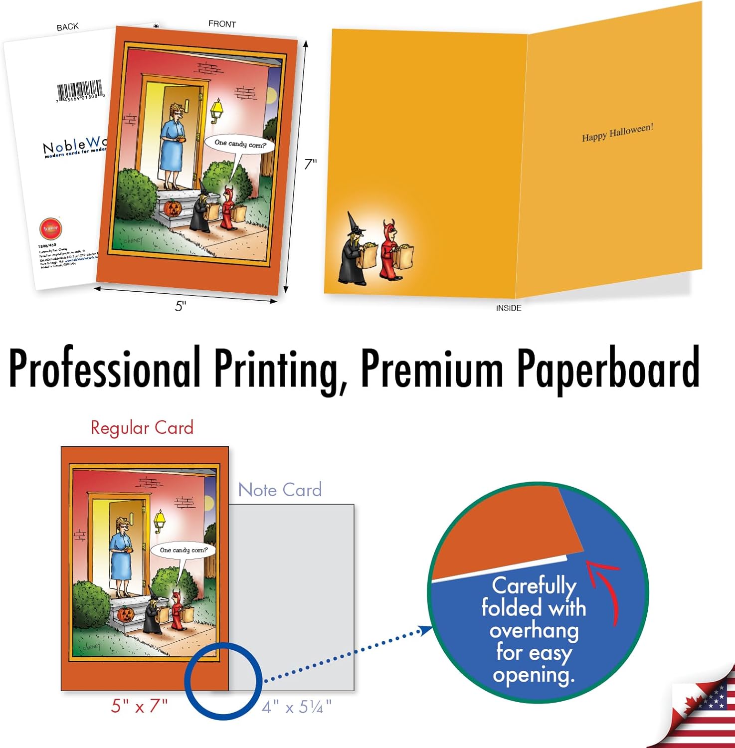 NobleWorks 20 Assorted Box Set Funny Halloween Greeting Cards w/5 x 7 Inch Envelopes (10 Designs, 2 Each) Halloween Humor AC3106HWG-B2x10