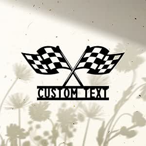 Amazon.com: Personalized Race Flags Metal Wall with Led Lights, Race ...