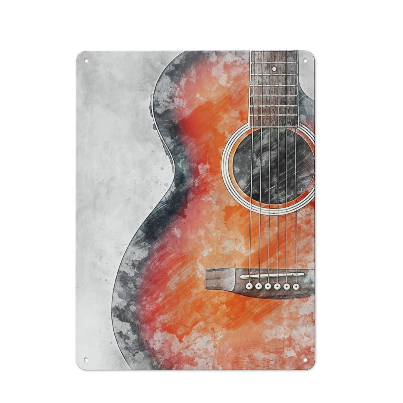 Guitar 3 Industrial Metal Sign 40x30cm, Modern Retro Loft Wall Plaque for Modern Home, Workshop, Office Or Cafe