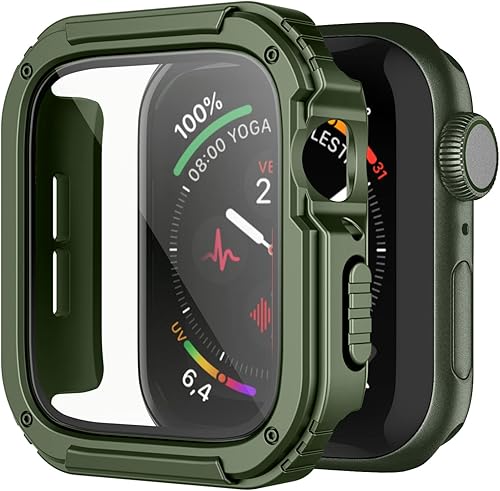 Recoppa para Funda Resistente Apple Watch 45mm Series 7 & Series 8 & Series 9 con Protector de Pantalla, Funda Protectora a Prueba de Caídas Grado