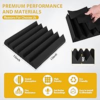 Vista 3 de 36 paquetes de paneles de espuma acústica Saiqiang de 2" x 12" x 12", paneles de espuma de insonorización con absorción de ruido en cuña, paneles