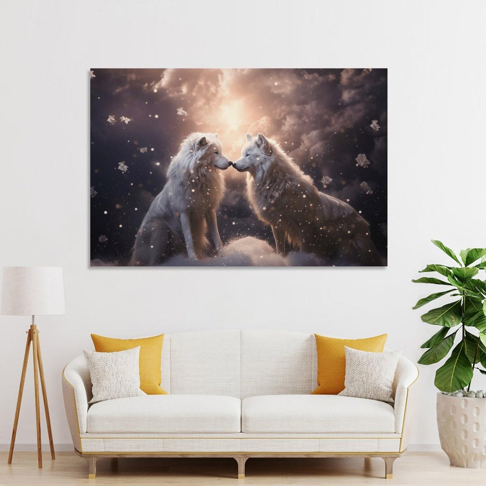 Junmoney Unframe-Style-3 Winter Wolves Fantasy Art Home Decor Wall Art 24X36inch(60X90cm), For Lounge, Study, Hallway Or Flat Walls, Stylish Home Artwork For Focal Walls