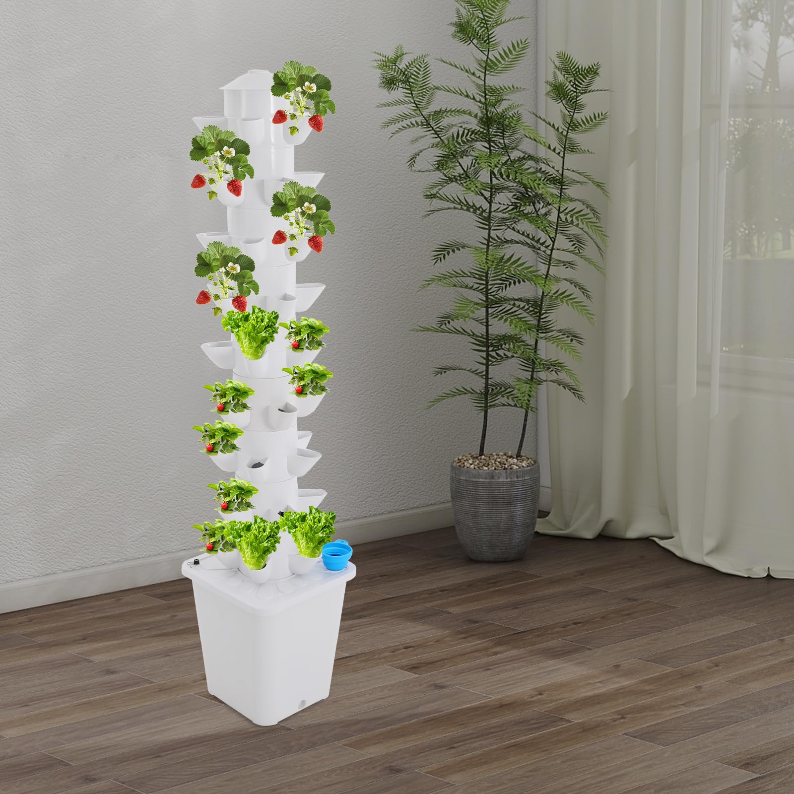 Mecanismo de cultivo hidropónico Kit de cultivo hidropónico, mecanismo de cultivo de torre de 9 pisos Sistema hidropónico de 45 compartimentos para sala de estar, balcón, jardín, jardín