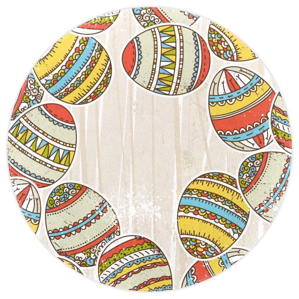 Tapis rond doux contre le sol froid et les glissades avec son motif œuf fun