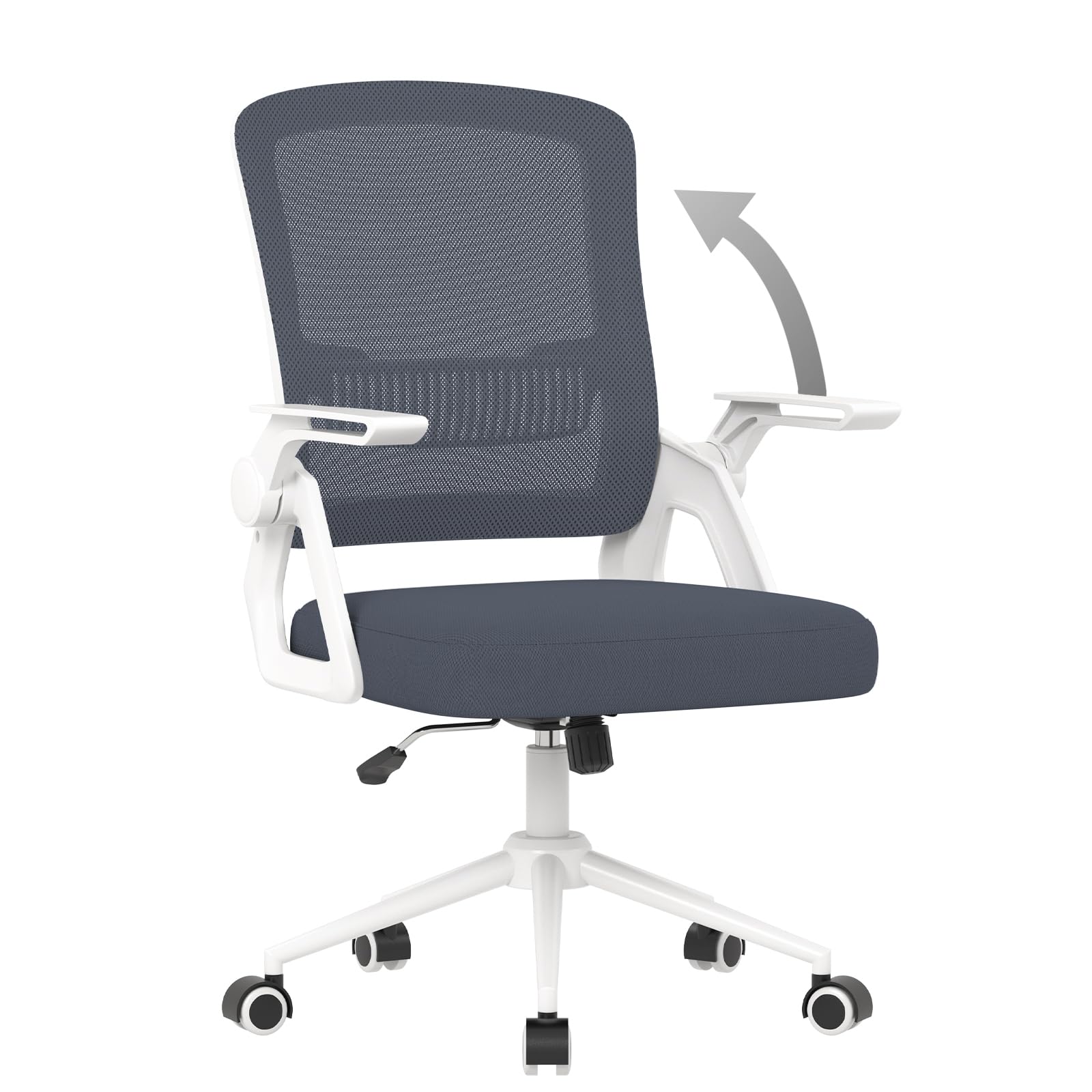 naspaluro Sedia da Ufficio Scrivania Ergonomica, Con Braccioli Pieghevoli, Altezza Regolabile, Seduta e Schienale in Rete Respirante, Girevole con Ruote, Funzione Oscillante, Blu scuro