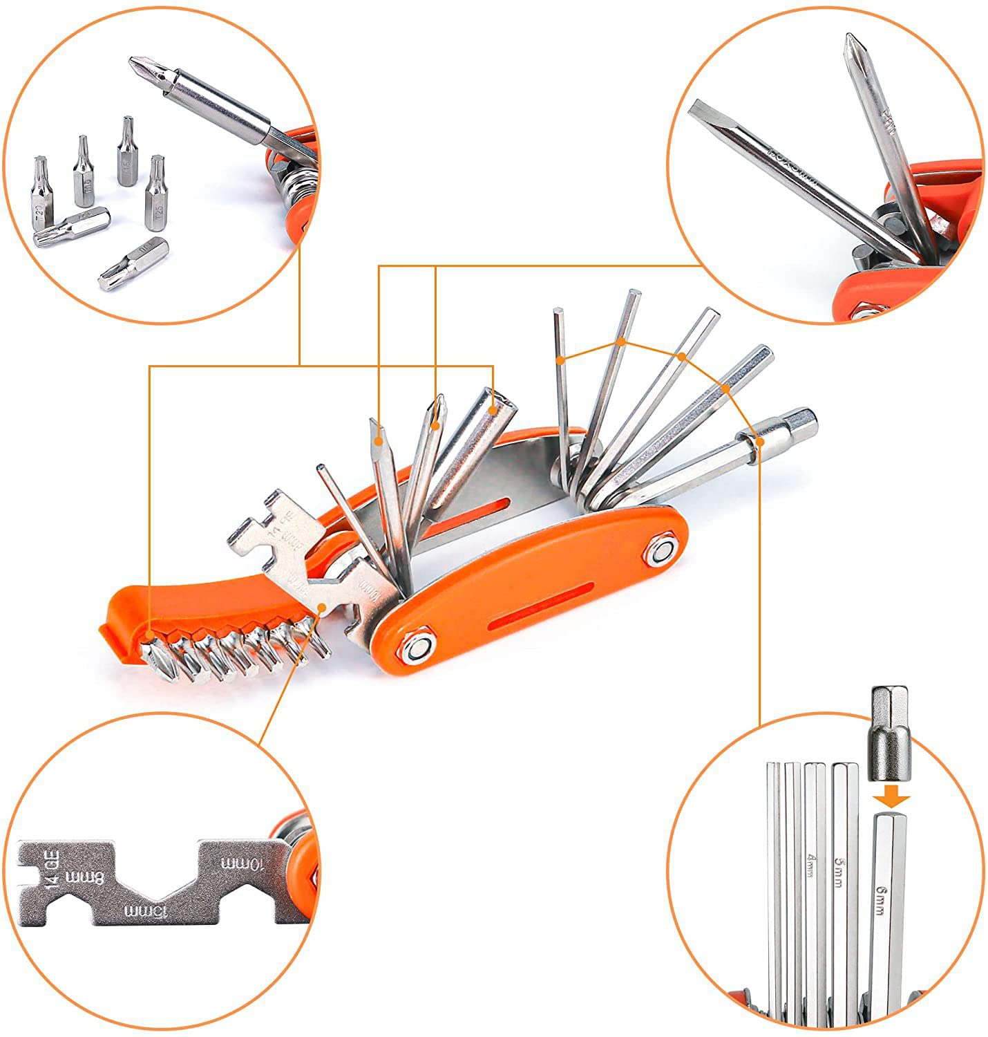 20 en 1 bicicleta multiherramienta con llave de hueso de bicicleta portátil kit de herramientas de reparación de bicicletas mecánico de ciclismo conjunto de herramientas de reparación multifunción