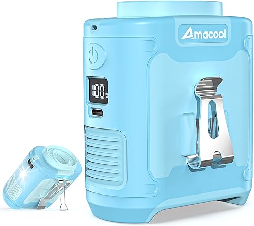 Miniatura 19 de AMACOOL Ventilador de cintura portátil con clip, tiempo máximo de trabajo de 40 horas, ventilador de camisa recargable de 10000 mAh con luz, 16000