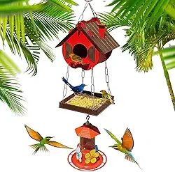 Casinha De Passarinhos Comedouro Bebedouro Para Beija-flores Livres (Vermelho)