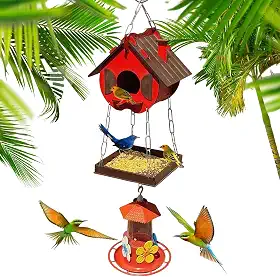 Casinha De Passarinhos Comedouro Bebedouro Para Beija-flores Livres (Vermelho)