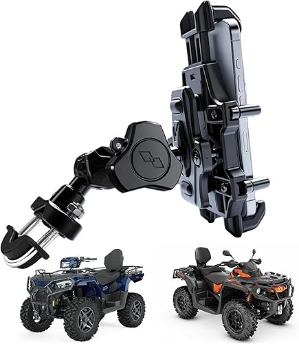 QYMOTO Soporte para teléfono ATV, 4 ruedas, antivibración, resistente, para manillar, soporte para teléfono celular 360, abrazadera para CFMOTO