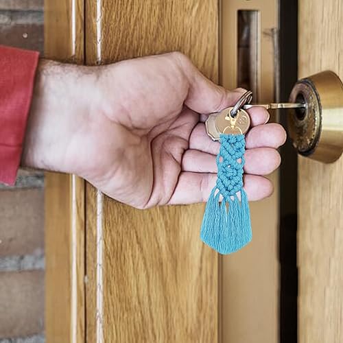 Miniatura 6 de WEBEEDY Juego de 8 juegos de macramé, llaveros bohemios, hechos a mano, estéticos con borlas, kits de bricolaje, accesorios de llavero para adultos
