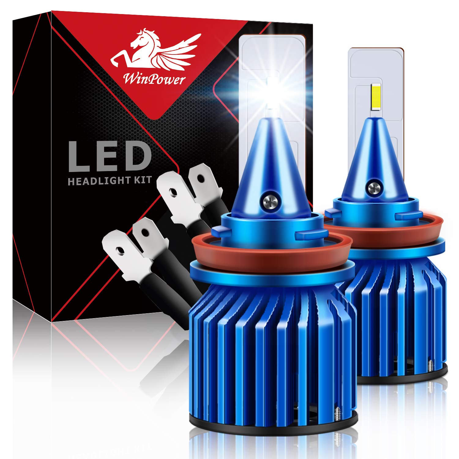 WinPowerH11B LED Headlight Bulbs High Brightness 10400lm 6000K Bright White