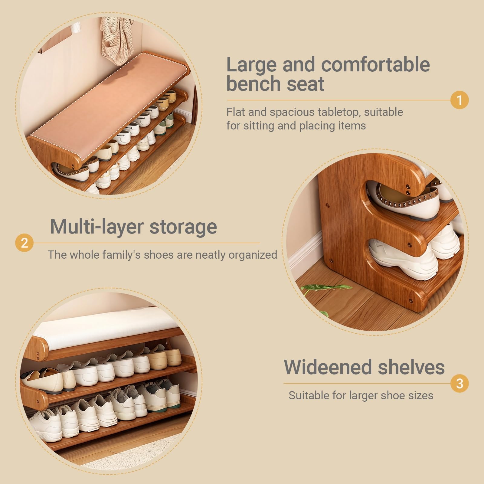 Banco Zapatero Bambú de 3 Niveles con Asiento Acolchado Panca poggiapiedi letto con contenitore corridoio ingresso cassapanca legno(F,100 * 29 * 40cm/39.4 * 11.4 * 15.7in)