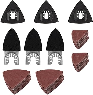 Houseen Oscillating Tool Sanding Pads Kit, 106pcs Triangle Finger Sanding Pads, Multitool Sandpaper Oscillating Tool, Grit Fit for Finishing Wood Sanding Plaster(as Shown)
